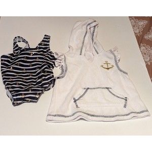 Baby Buns Swimwear - Girls - Size 3-6 Months - Swimsuit With Cover-Up - Anchors
